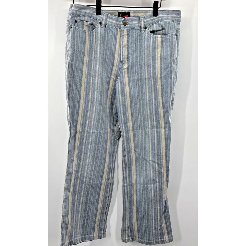 New York NY & Co Jeans Striped Mid Rise Women's Size 12 Vintage Y2K Wide‎ Leg